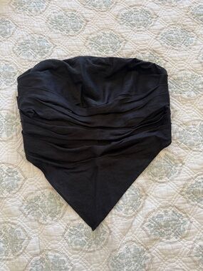 DISSH Black Strapless Top with Bandana Hem